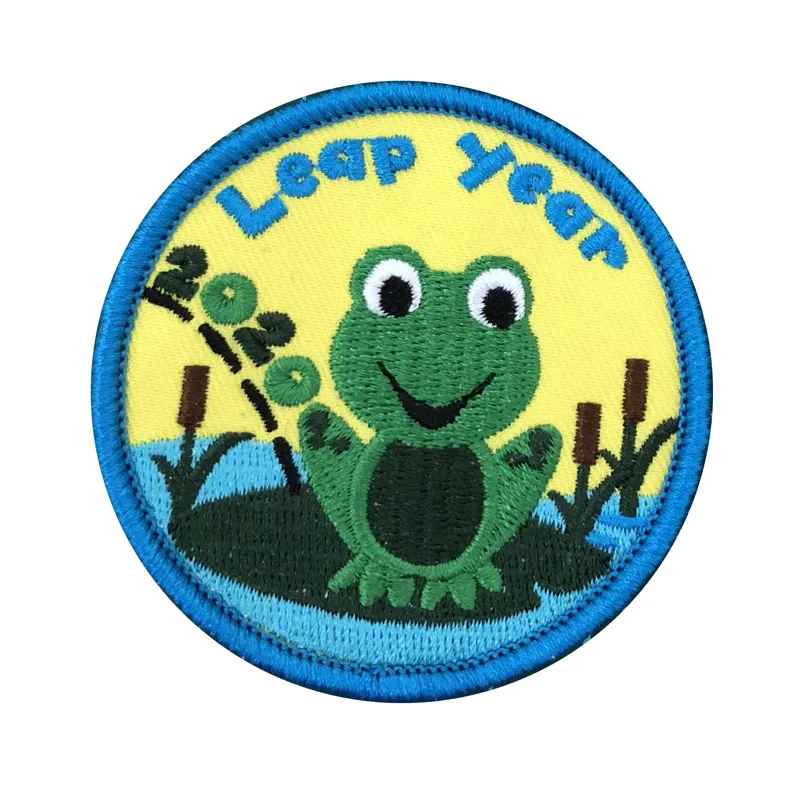 Lear Year 2020 Patch Cute Frog Embroidery Patch Custom Animal Embroidery Badge On Clothes