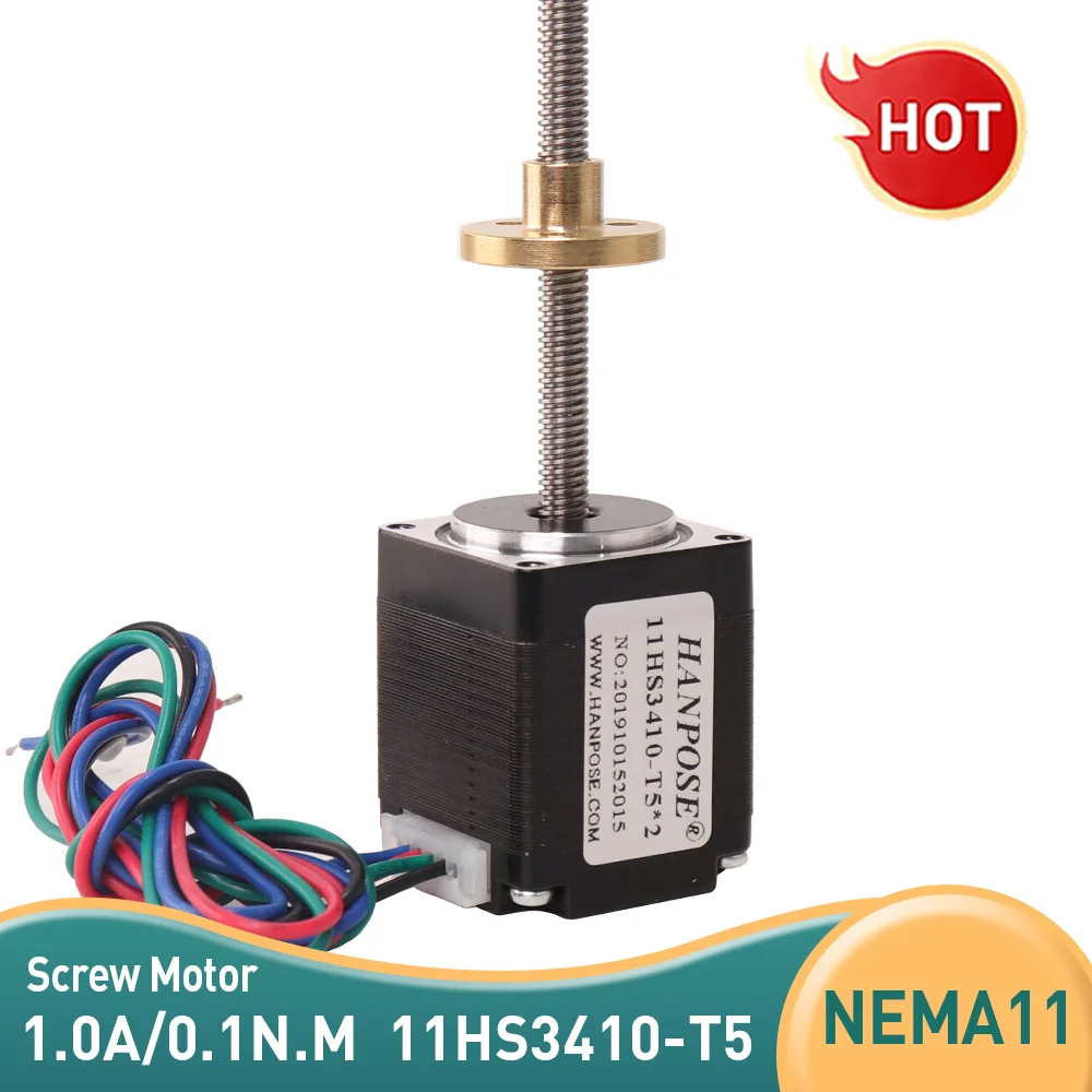 stepper motor nema11 shaft 5mm large torque 0.1N.m 11HS3410-T5 straight screw step  motor L50 100 150mm for 3D Medical machinery