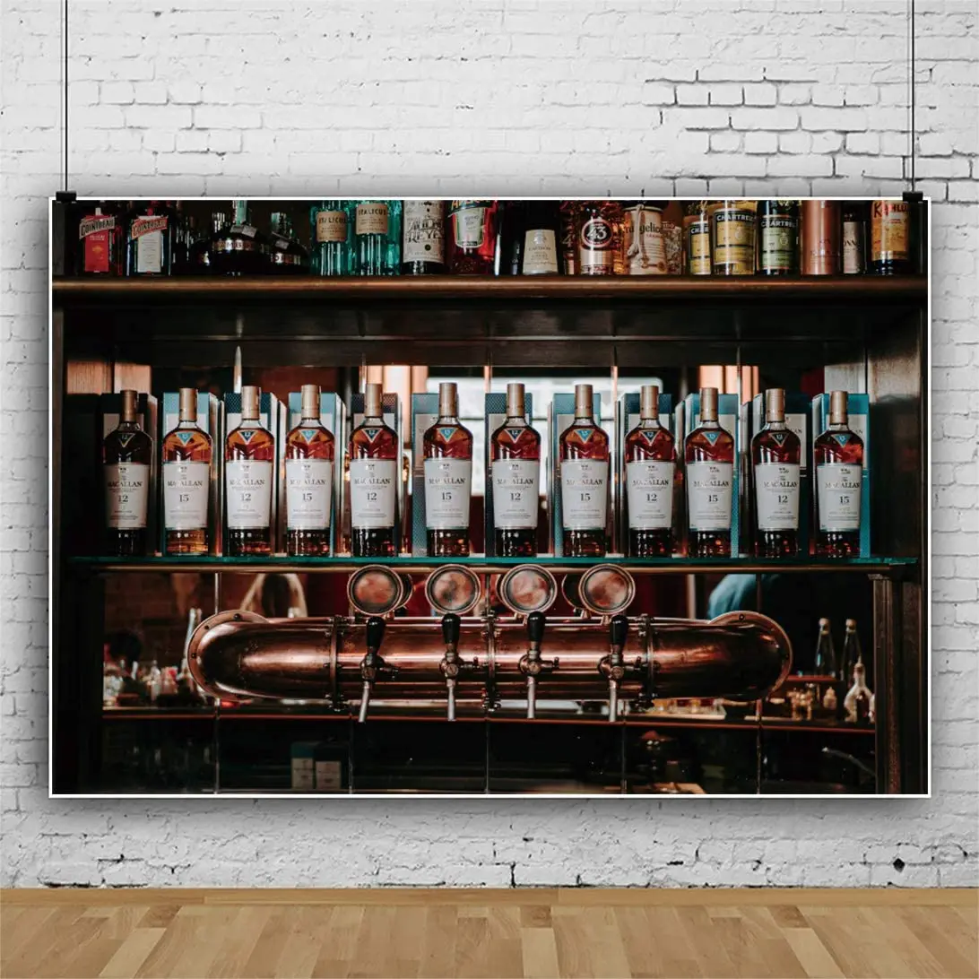 Wine Shelf Backdrop Whisky Wine Dinks Alcohol Cafe Restaurant Bar Backdrop Film Artistic Bar Dining Room Decor Background Wall