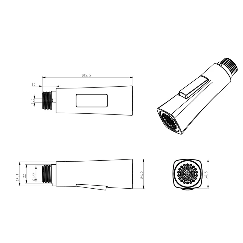 Keuken verchroomd tap kleine douchekop spuiten vervanging kraan adapter beluchter kraan accessoires