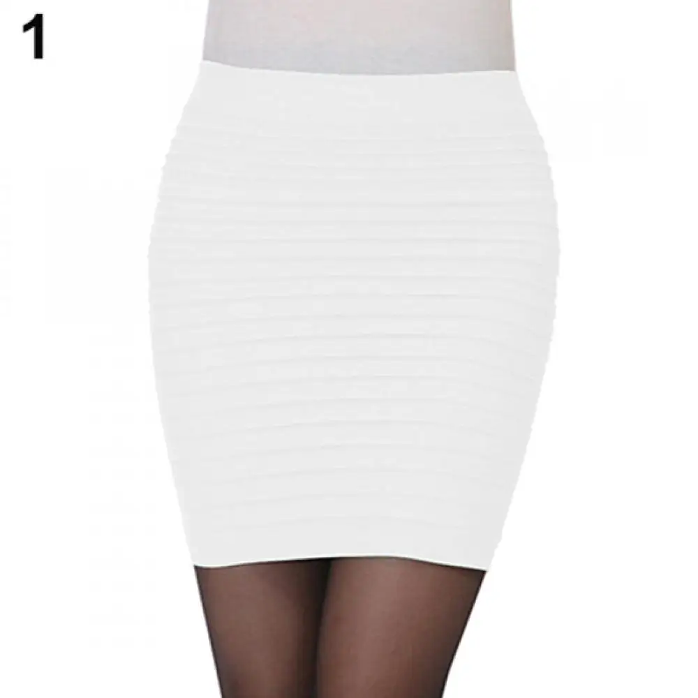 

Women's Sexy Pleated Stretch Seamless Bodycon Mini Skirt Short Pencil Dress