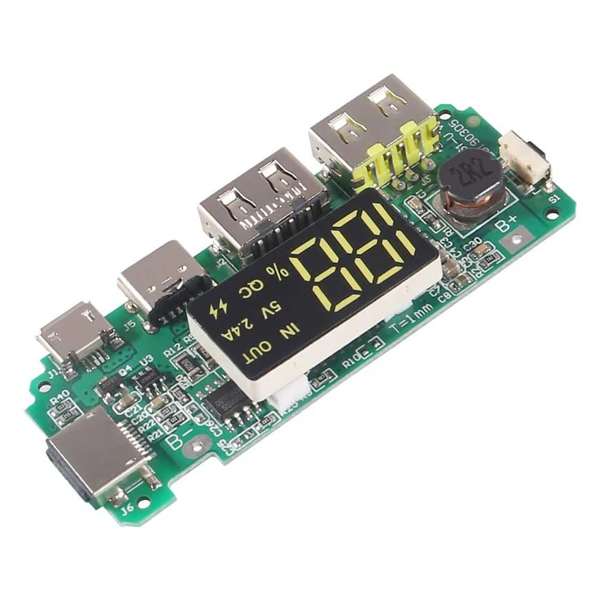 18650 Battery Charger Protection Module Dual USB 5V 2.4A with BMS Protection DIY Mobile Charging Accessories Digital LCD Display