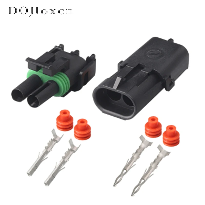 5/10/20/Sets 2 Pin Waterproof Electrical Connector Male Female Plug Motorcycle Delphi Injector Socket 12010973  12015792 For GM