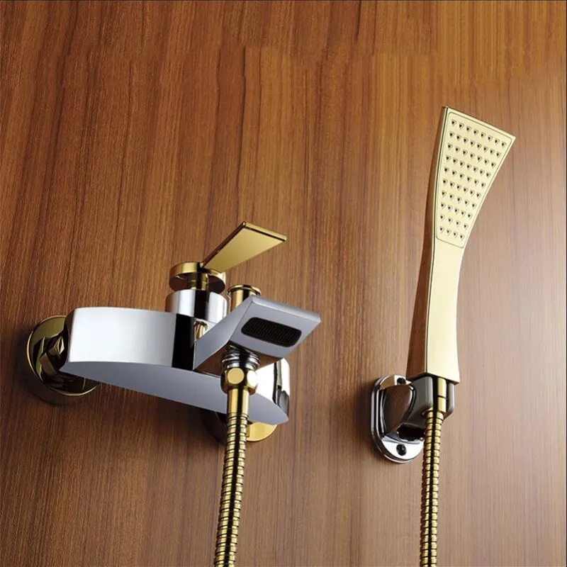 New Bathroom bathtub shower faucet set Solid Brass shower faucet Set Chrome  black gold shower faucet Crane