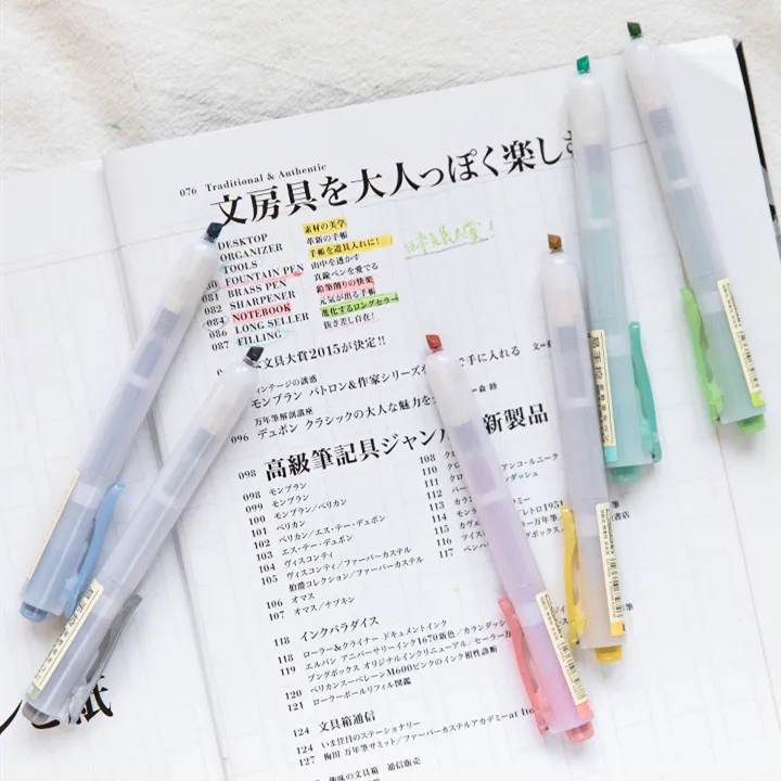 Sharkbang 1PC Creative Press Type Highlighter Pen Keywords Marker 2 Different Usage Kawaii School Stationery