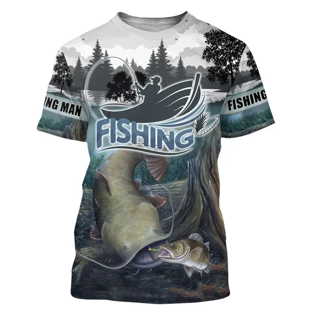 2020 Summer Men t shirt 3D Catfish Fishing Printed T-Shirts Harajuku Casual short Sleeve Tee shirts Unisex Cool t-shirt QDY004