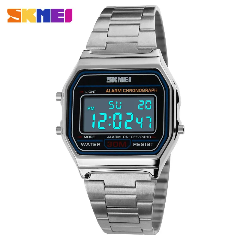 New Business Men Retro watch waterproof electronic watch fashion personality\'s watch thin strip relogio masculino digital SKMEI