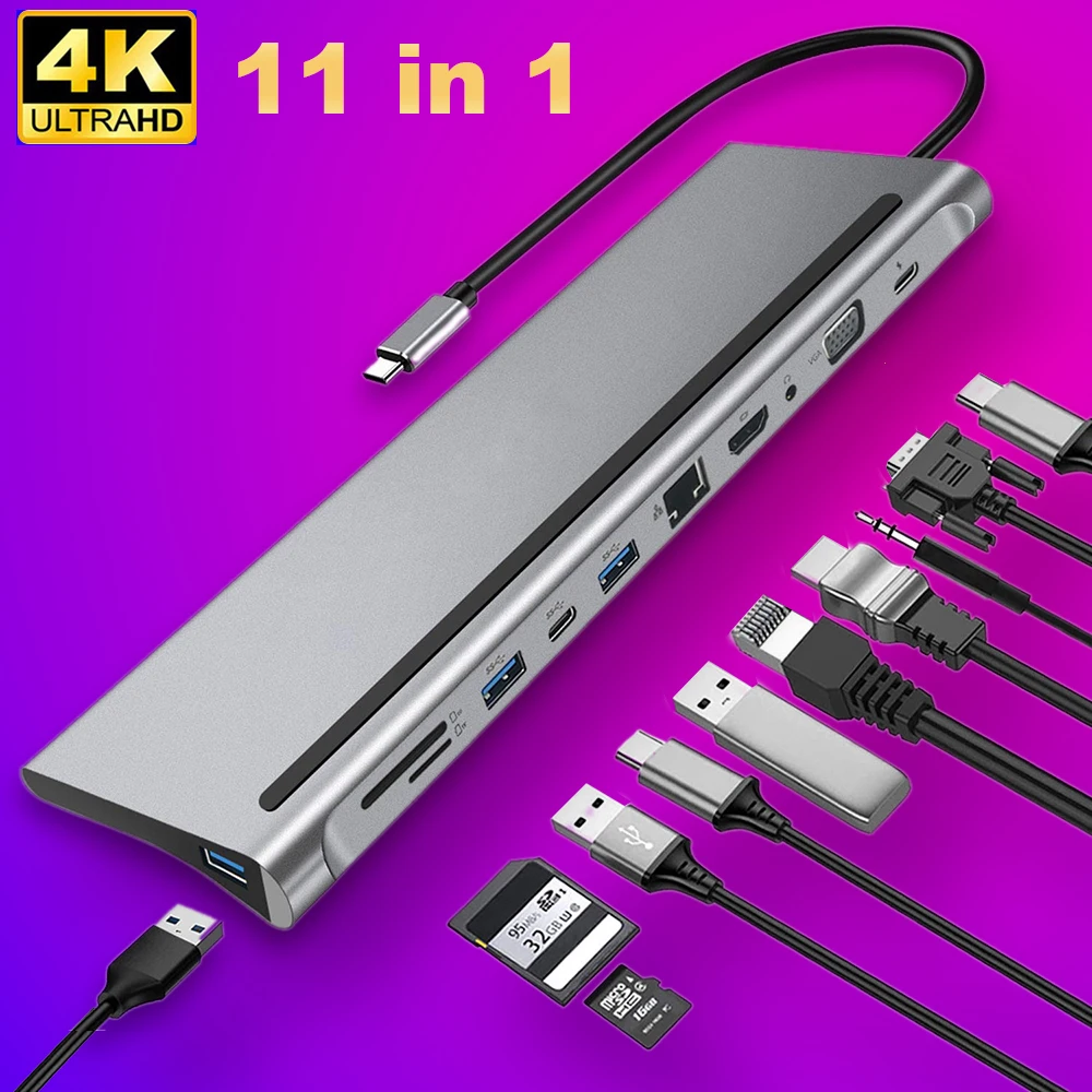 Imagem -01 - Docking Station para Notebook Usb c Hub tipo c Adaptador Hdmi 4k Thunderbolt Usb 3.1 3.0 Macbook Pro Air m1 tipo c docking station para notebook usb c hub tipo c adaptador hdmi 4k thunderbolt usb 31 30 macbook pro air m1 tipo c 01