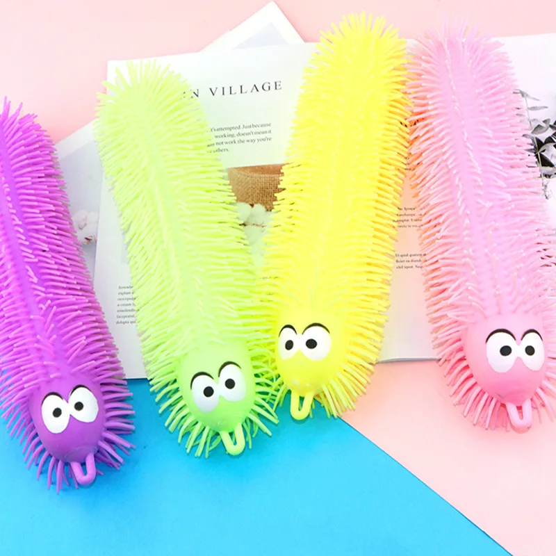 Luminous Decompression Toy Caterpillar Animal LED Electric Cartoon Vent Fur Ball Light Saber  Squishy  Fidget Toys  Stress Toys