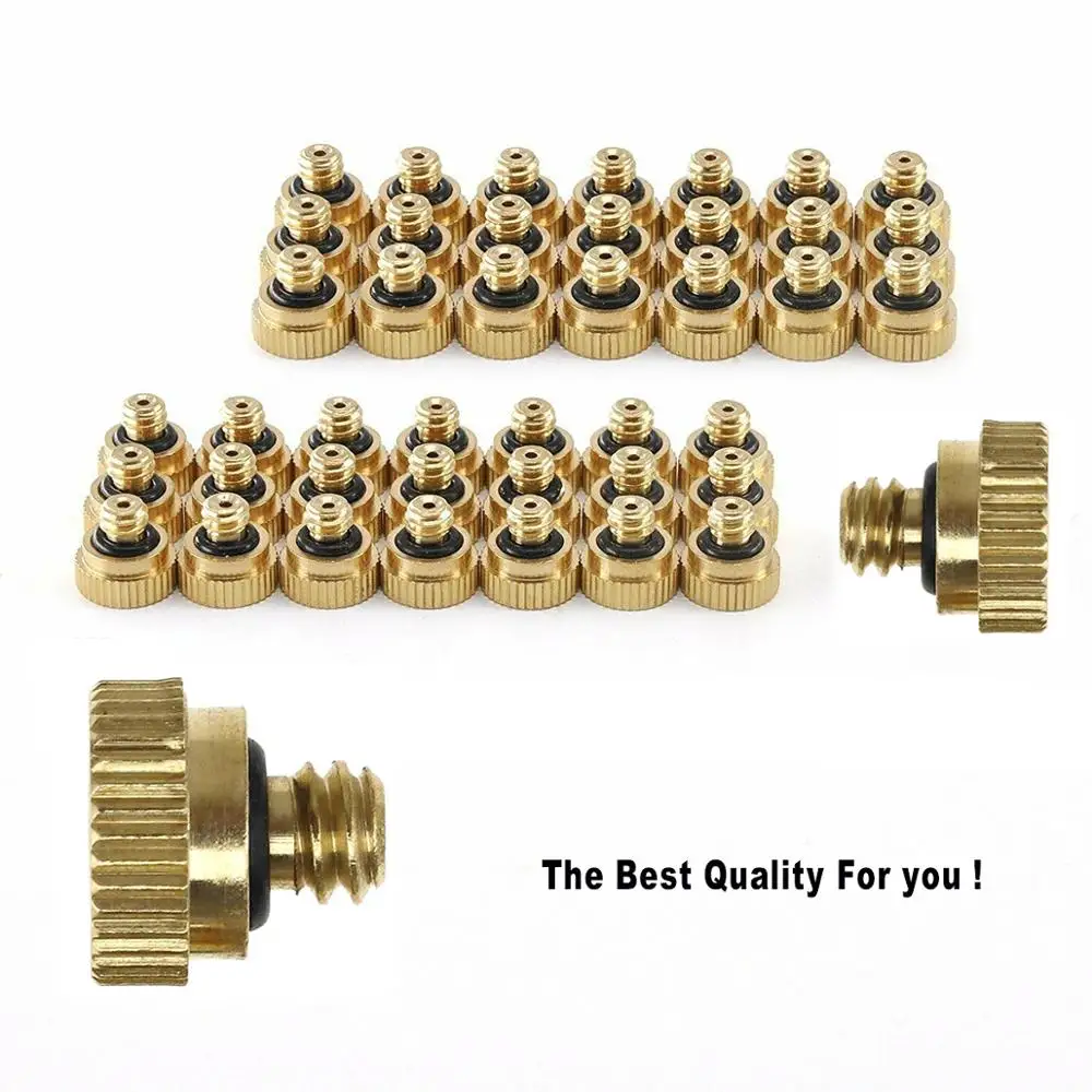 

20PCS Threaded Brass Misting Nozzle 0.1-0.8mm Orifice Water Mister Parts Fog Nozzle For Patio Misting System Outdoor Cooling