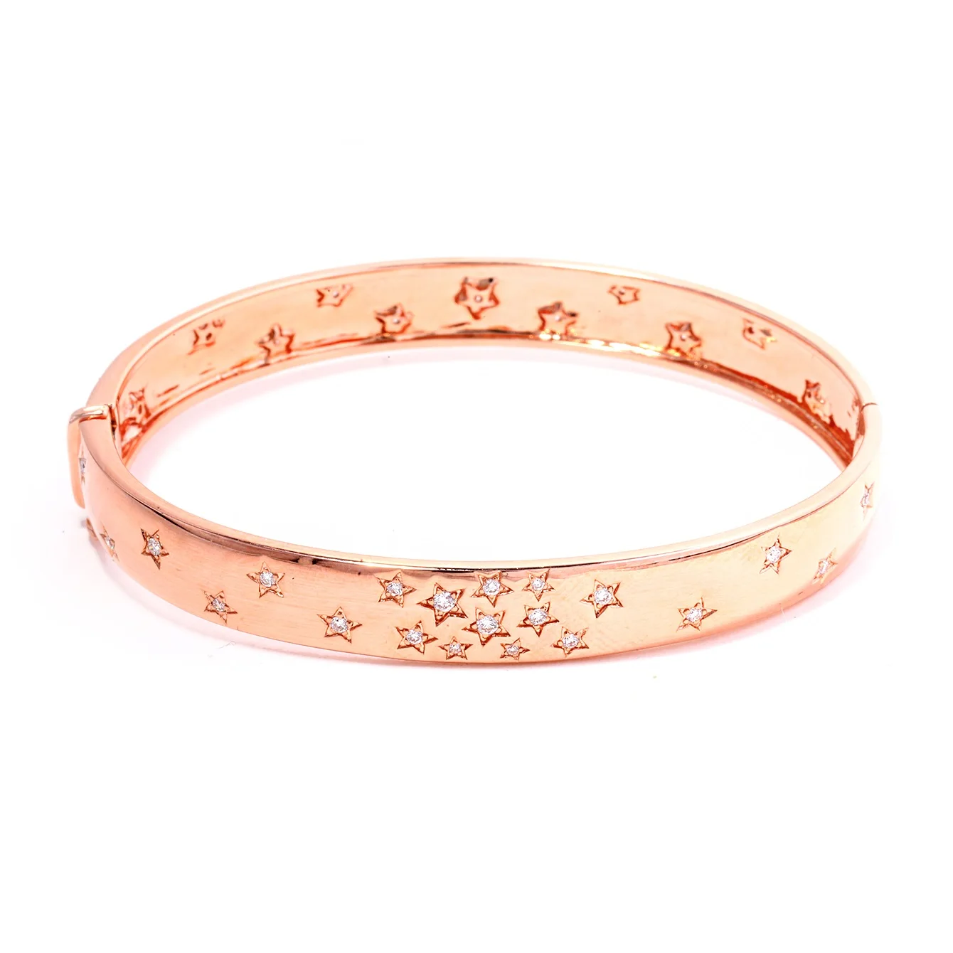 Inner 58mm Big Gold Color Band Micro Pave Star Starburst Signet 2021 New Fashion Women Bangle Bracelet