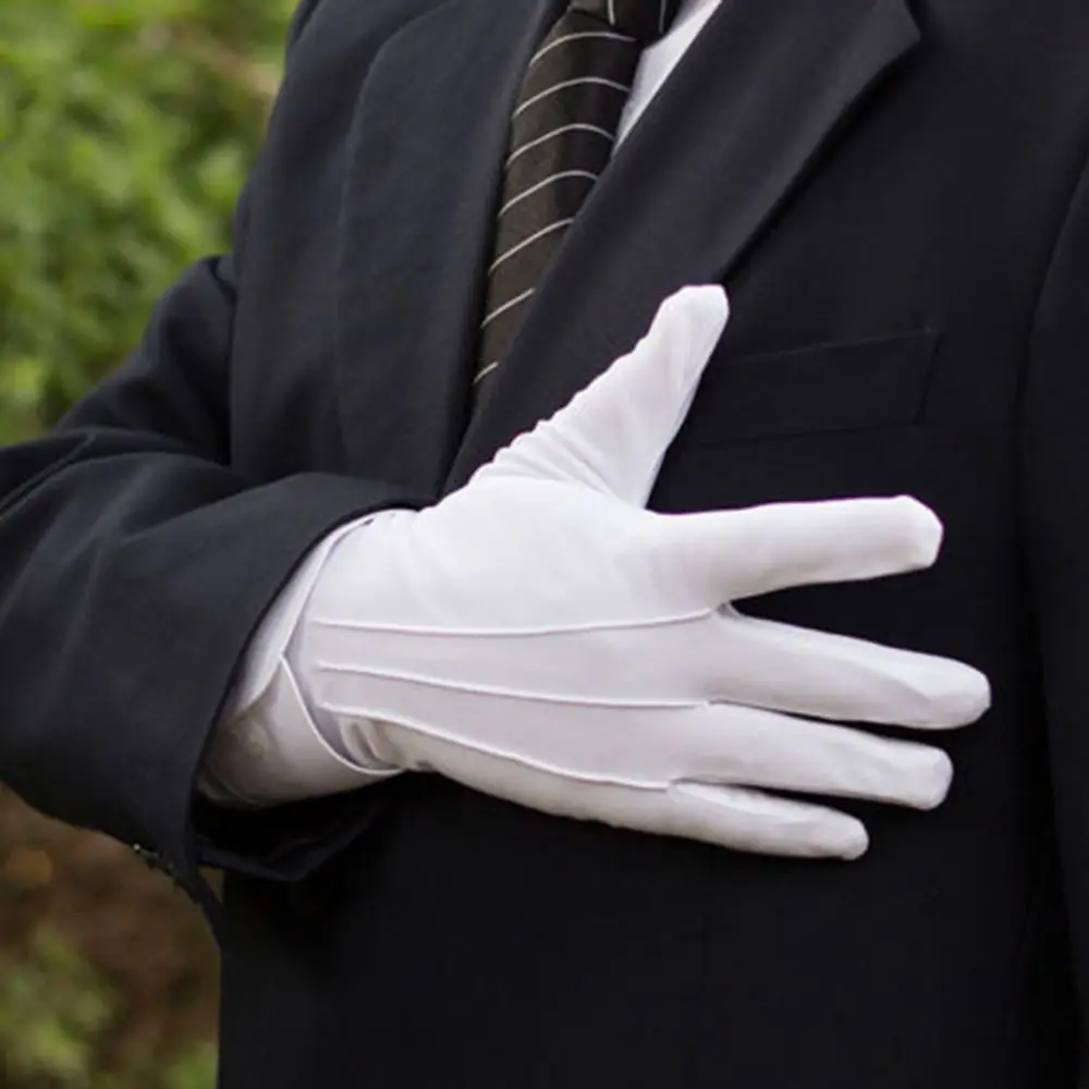 1 Pairs Men Women White Gloves Formal Etiquette Waiters/Drivers/Jewelry/Workers Guard Parade Inspection Gloves Sweat Absorption