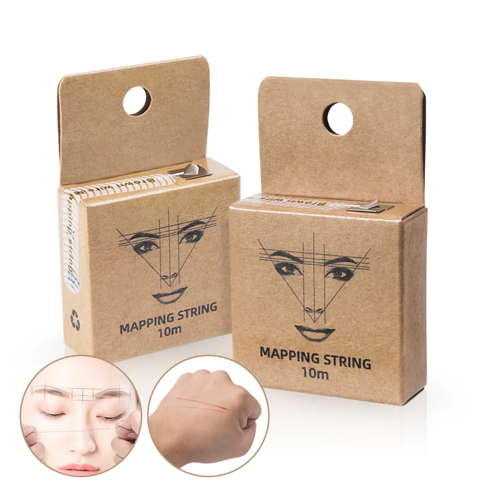 1PC Microblading Makeup Eyebow Dyeing Liner Thread Semi Permanent Positioning Measure Brown 10 Meter Mapping Pre-Ink String