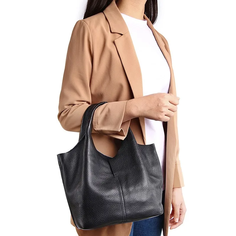 Genuine Leather Women Bucket Bag Brand Designer Real Leather Women Shoulder Bag Casual female Crossbody Bag Small Lady Handbag