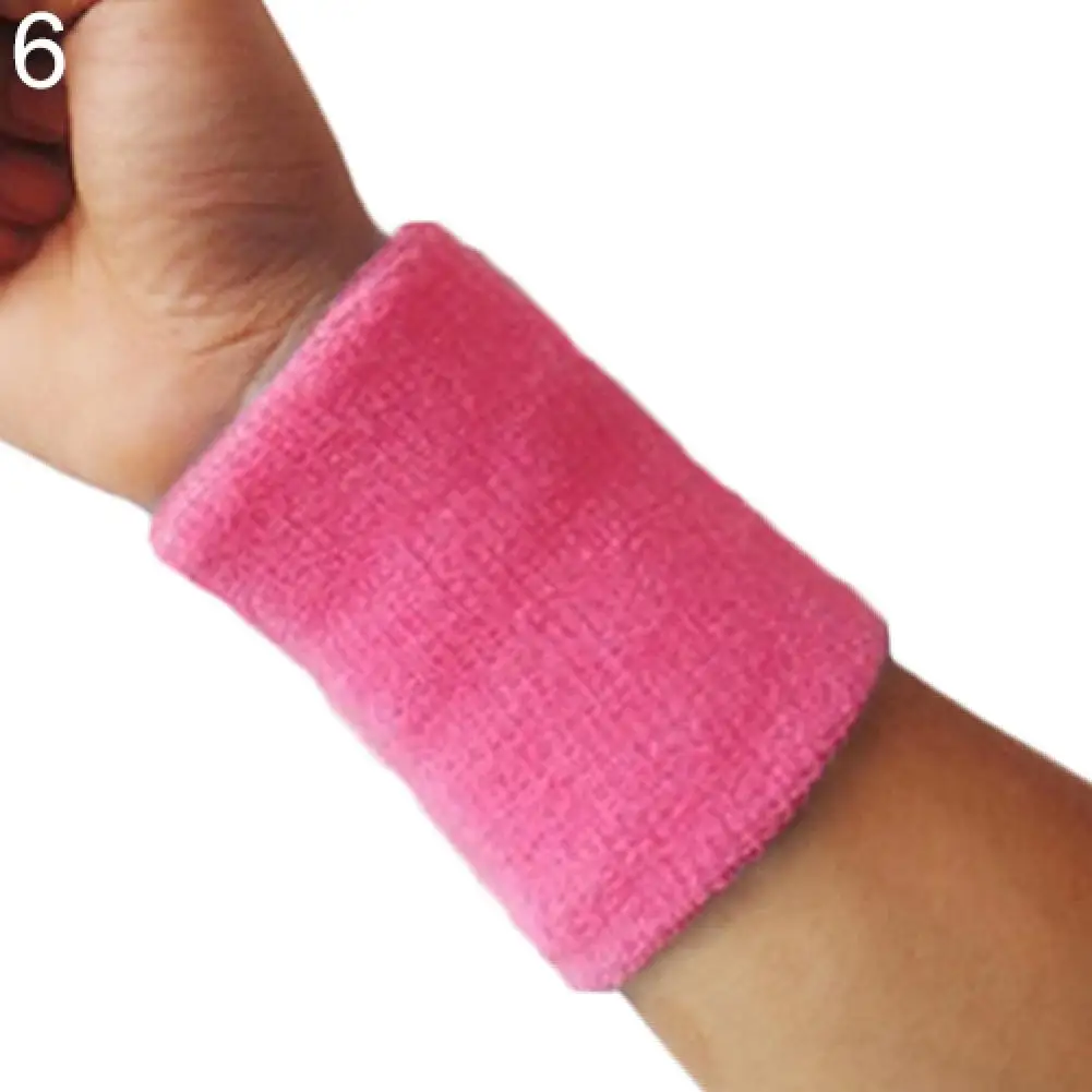 1pc Colorful Cotton Sports Terry Cloth Wrist Sweat Bands Tennis Squash Badminton GYM Basketball Brace Wrist Sweatband Protector