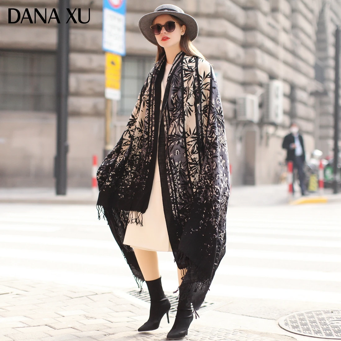 DANA XU Bufanda Mujer Wool Poncho Head Women Lady Warm Shawl Stoles Bandana Scarf Hijab Luxury Brand Pashmina Winter 2021