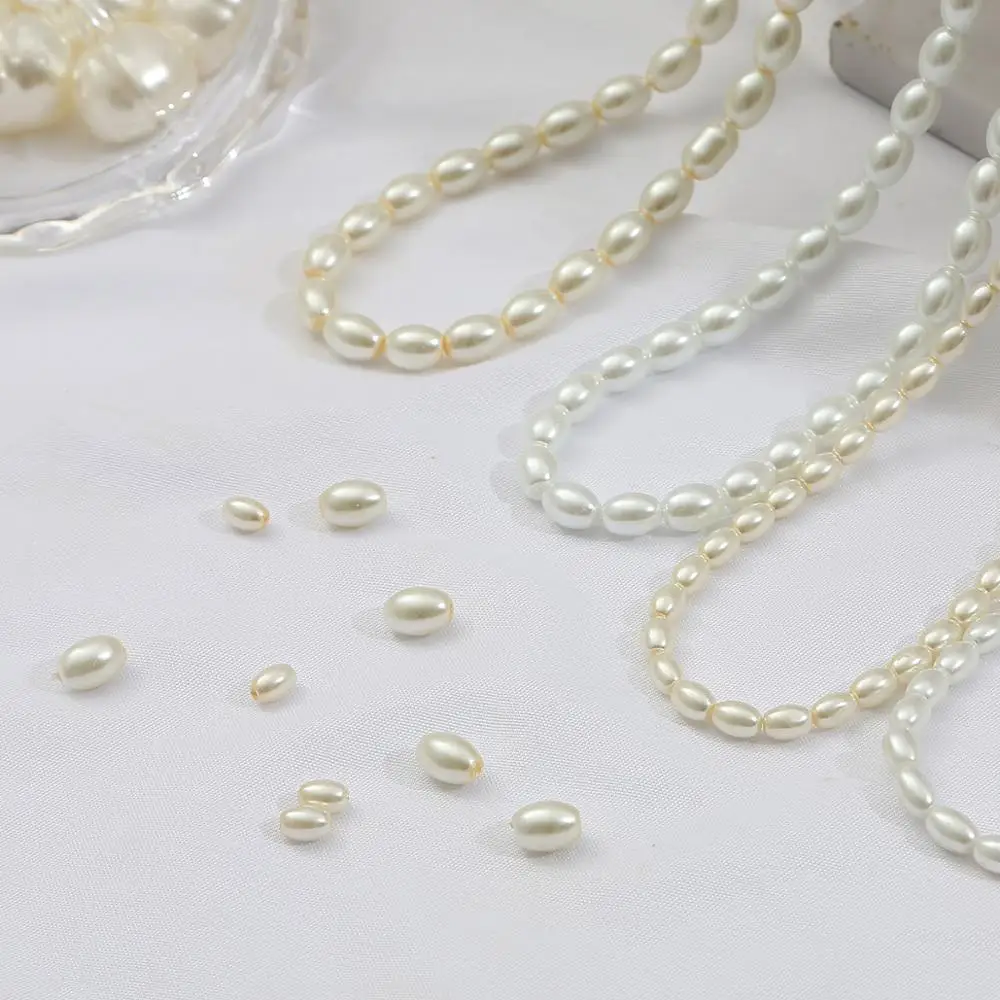 4x6/6x8mm Oval Shape Glass Imitation Pearl Beads Loose Spacer Beads for DIY Necklace Earring Bracelet Jewelry Making Garment