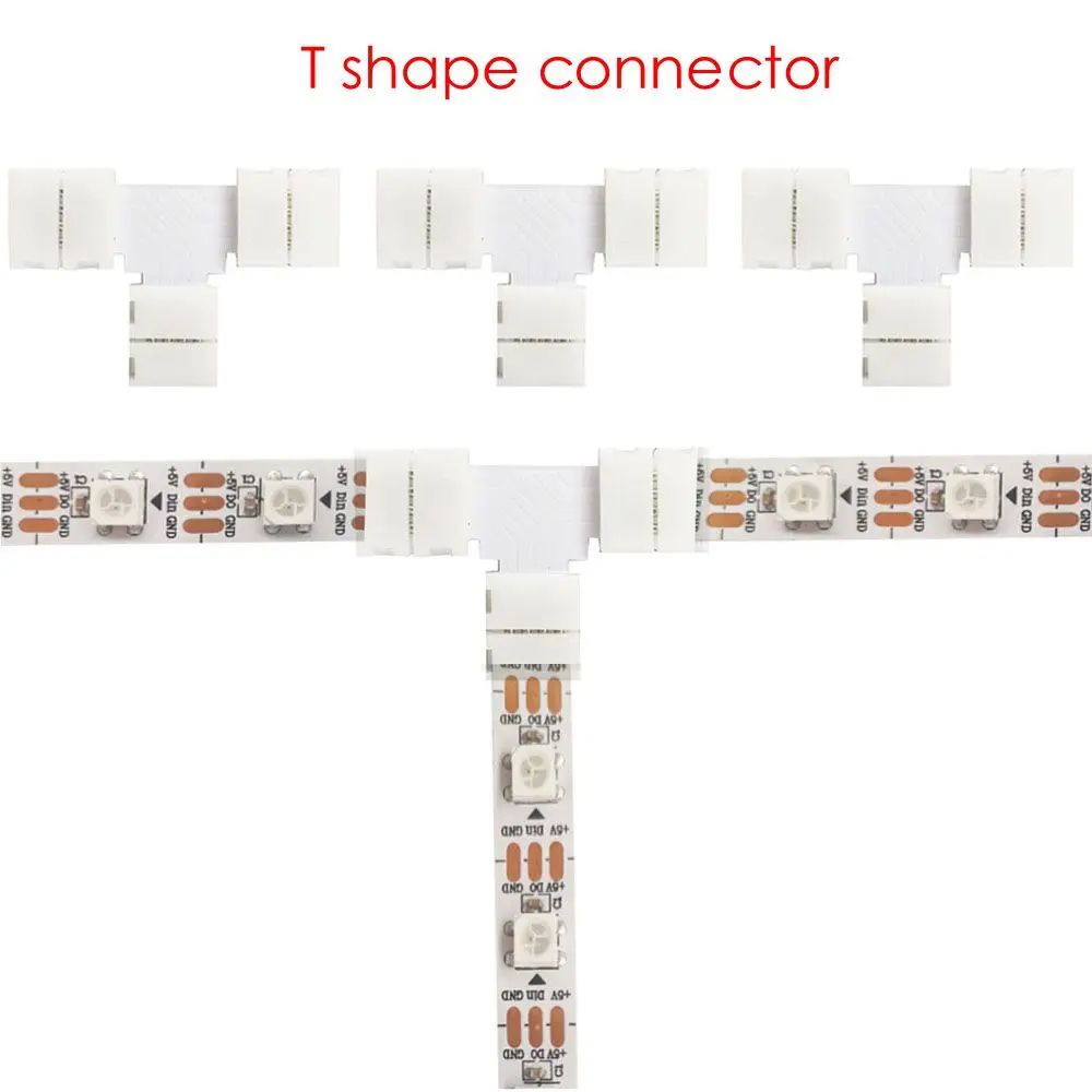 Led Strip Solderless Accessoires 2/3/4/5PIN T/L/X Hoek Connector WS2812 WS2811 WS2815 Rgb Rgbw Rgbww Led Strip Licht 10Mm Breed