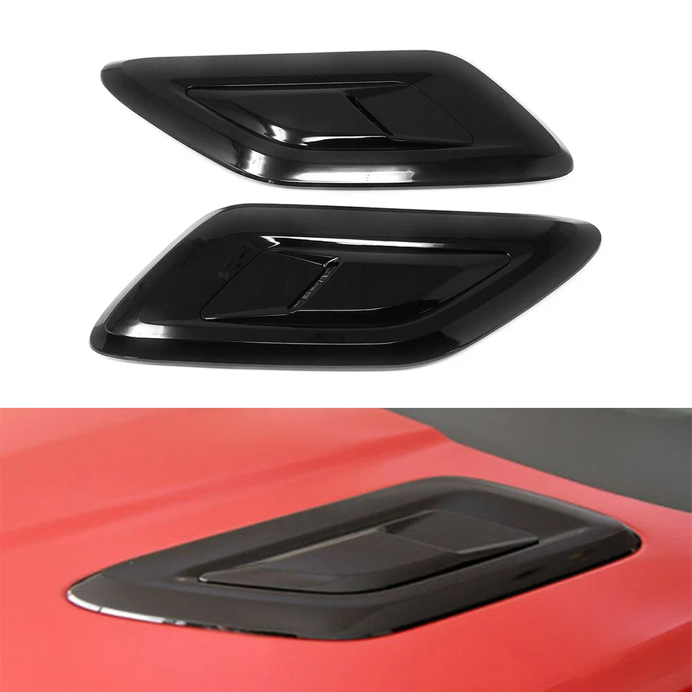 2Pcs L494 Car Front Hood Upper Vents Cover For Land Rover Range Rover Sport 2018 2020 2021 Gloss Black ABS Plastic