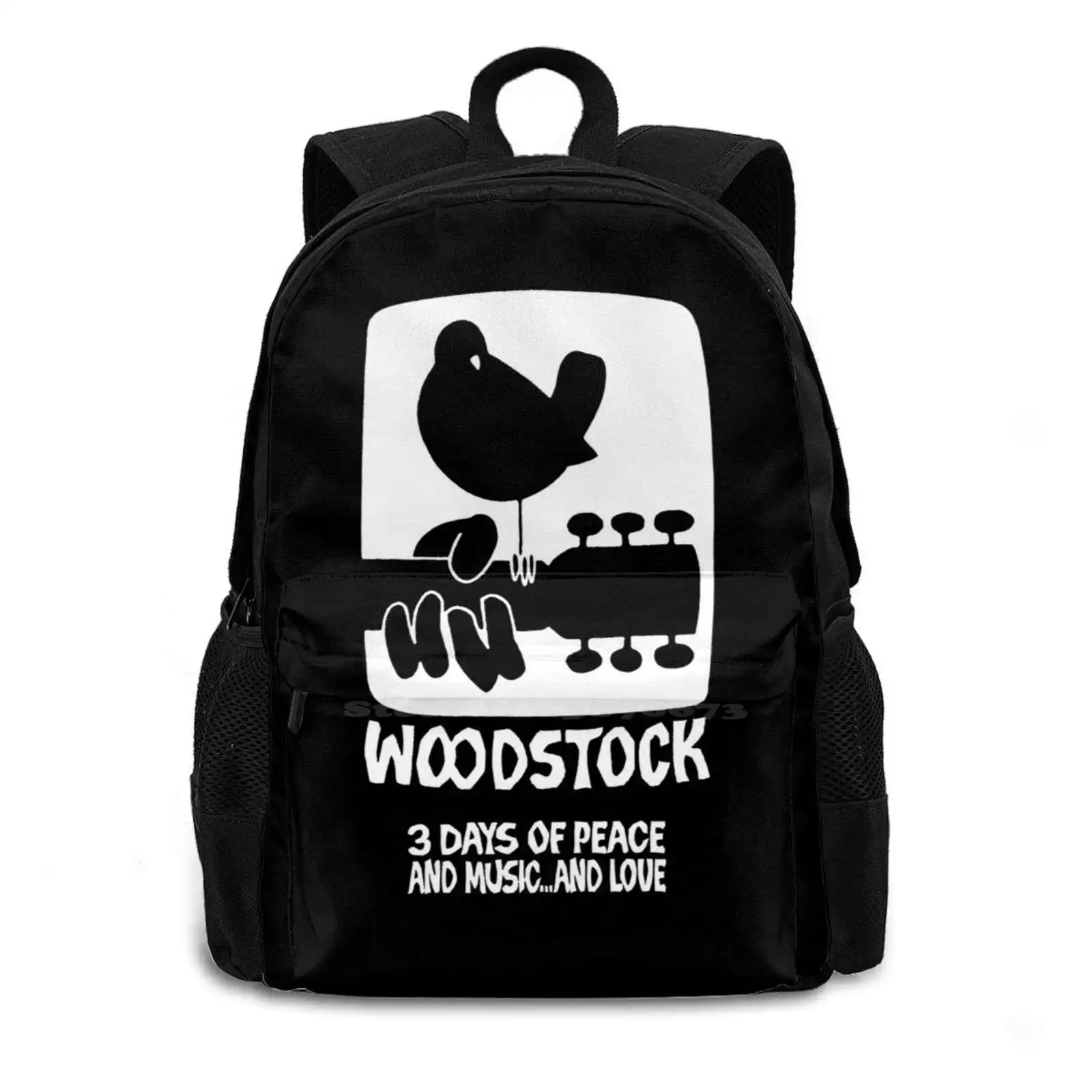 Woodstock Travel Laptop Bagpack School Bags Woodstock Vinyl Retro Record Peace Love Hippie Psychedelic Airplane Crosby Stills