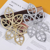 New Gold and Silver Leaf Disc Buckle DIY Handmade Buttons Dress Dance Clothes Decoration Accessories