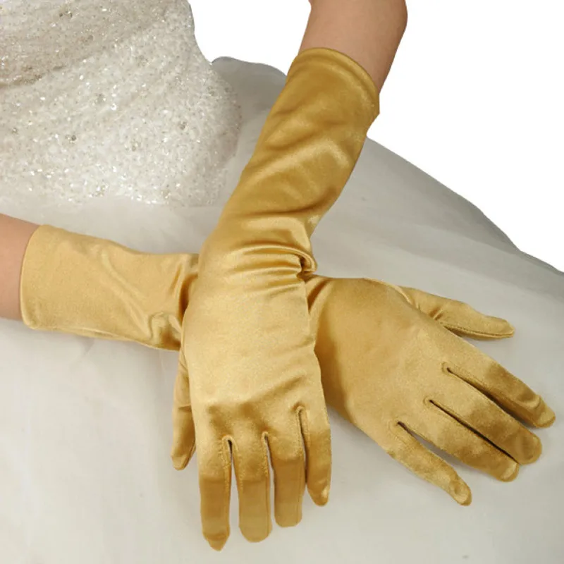 Satin tinted stretch Etiquette Sexy dinner show party gloves