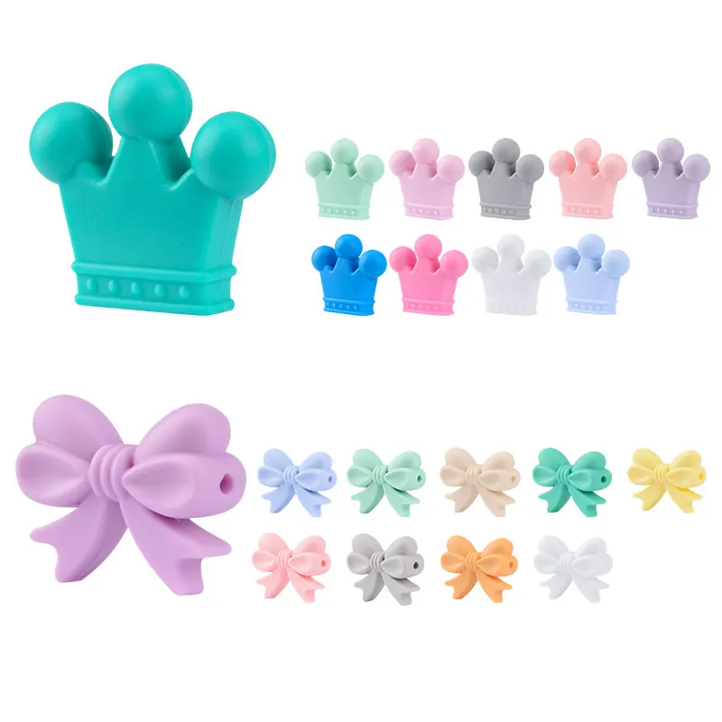 HEIßER VERKAUF 10 teile/los Silikon Krone Perlen BPA FREI Silikon Zahnen Perlen Baby Kauen Zahnen Halskette DIY Schnuller Clips Zubehör – Detail 9