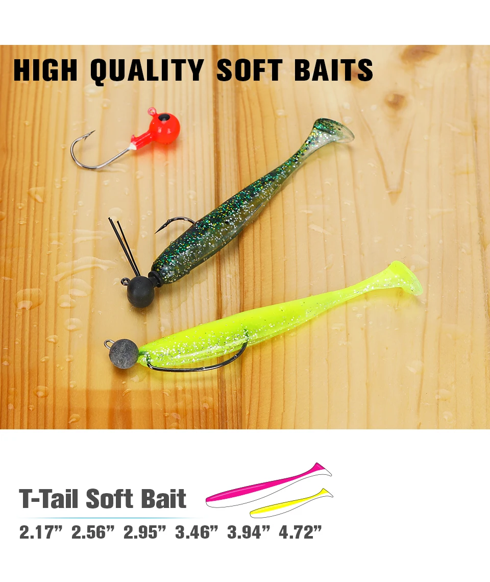 TSURINOYA Weiche Köder T Schwanz Wurm 3,94 Zoll 4,72 Zoll Künstliche Weiche Silikon Köder Für Bass Karpfen Angeln Wobbler Fügen Fischgeruch – Detail 12