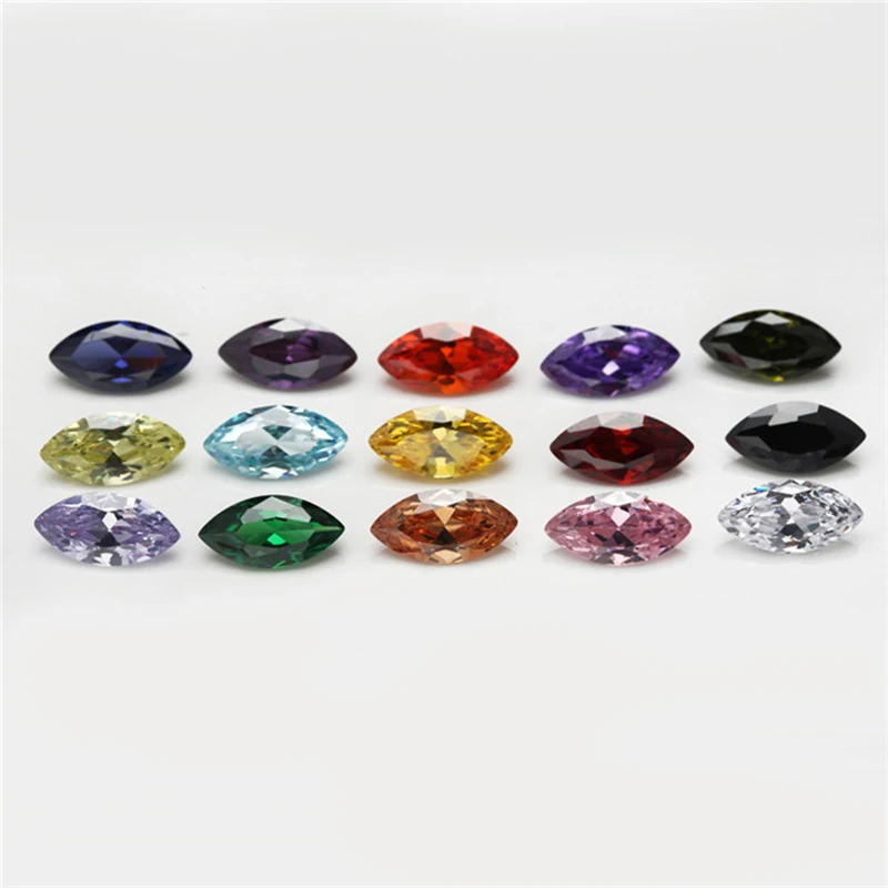 15 Colors/Lot 5A Cubic Zirconia Stone 4x8~7x14mm Marquise Brilliant Cut Loose Synthetic Gems Beads For Jewelry DIY Making