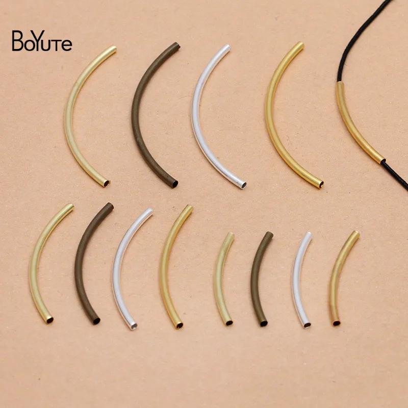 BoYuTe (200 Pieces/Lot) 30-40-50MM Length Metal Brass Bend Tube Materials Hand Made DIY Jewelry Accessories