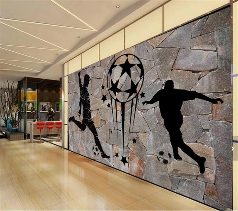 wellyu Custom wallpaper 3d mural stone background nostalgic football tooling TV background wall living room decoration 3d обои