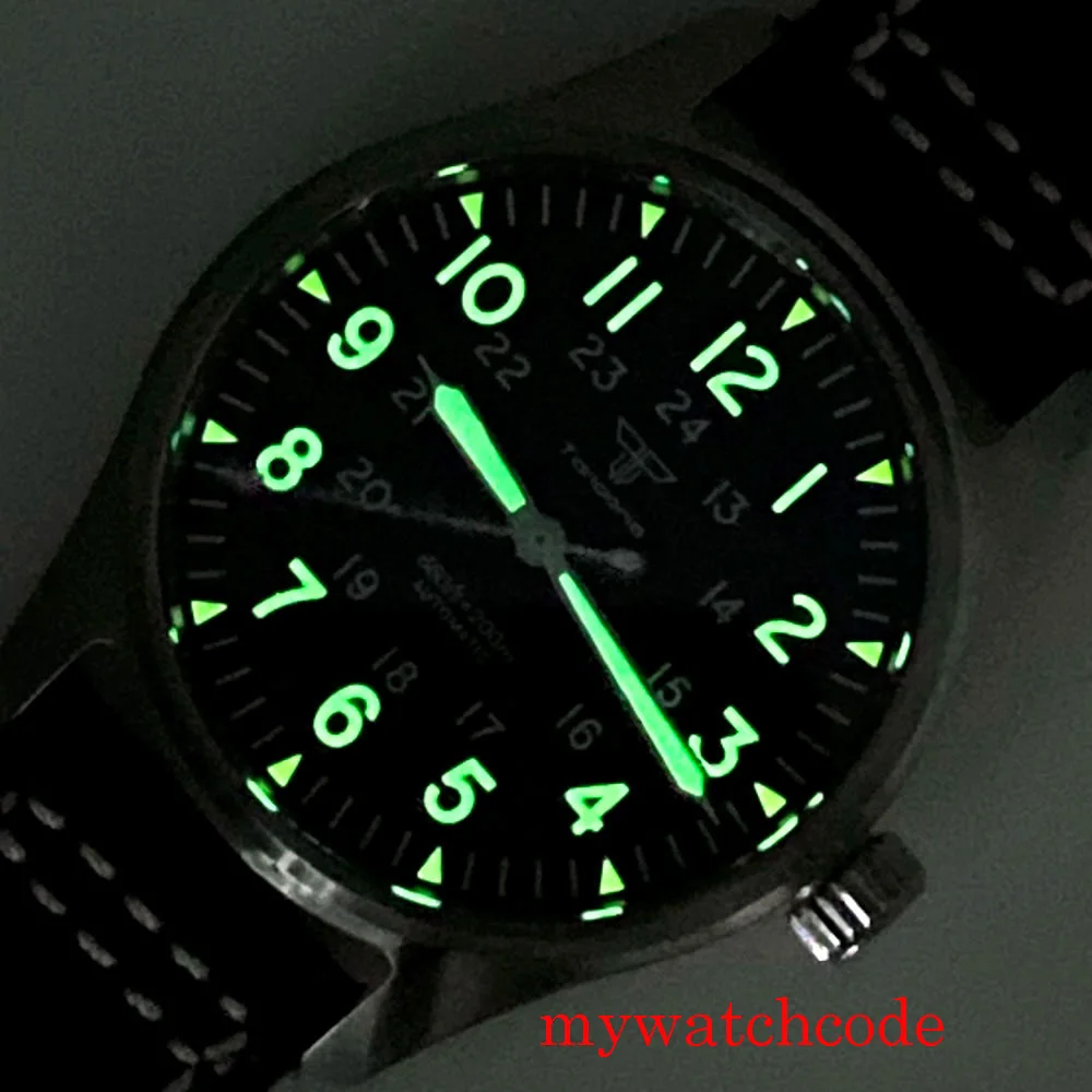 NH35 PT5000 Pilot Diver Automatic Watch Men Orange Markers Sapphire Glass Tandorio Brand White Hand Field Wristwatch Sport Clock