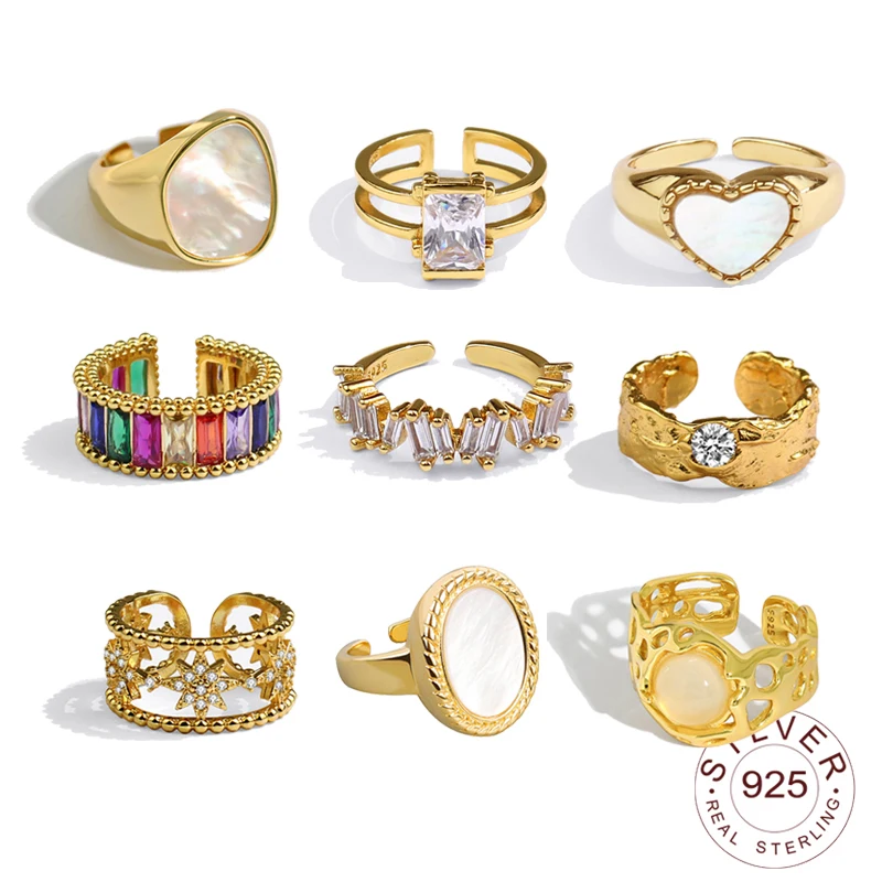 여성을위한 Sivler 컬러 반지 지르콘 V 골드 컬러 빈티지 웨딩 트렌디 쥬얼리 대형 조절 골동품 반지 Anillos