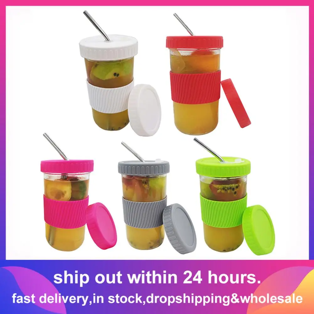 650ML Drink Cup Can Jar For Mason Cup With Lid Multifunctional Smoothie Tea Drink Bottle For Boba Tea Bubble Tea