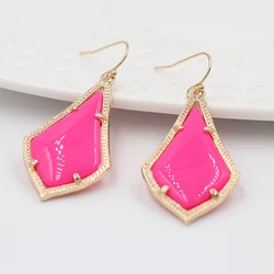 Amazing Quality Hot Pink Resin Smooth WaterDrop Dangle Earring for Women