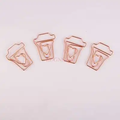 20pcs Rose gold coffee cup paper clip personality baby paper clip love paper clip