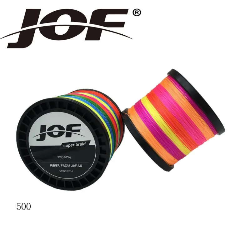 new JOF 8 STRANDS 500M Super Strong 8 PLYS Japan Multifilament PE 8 Braided Fishing Line multicolor 0.4#-20# 12-200 LBs