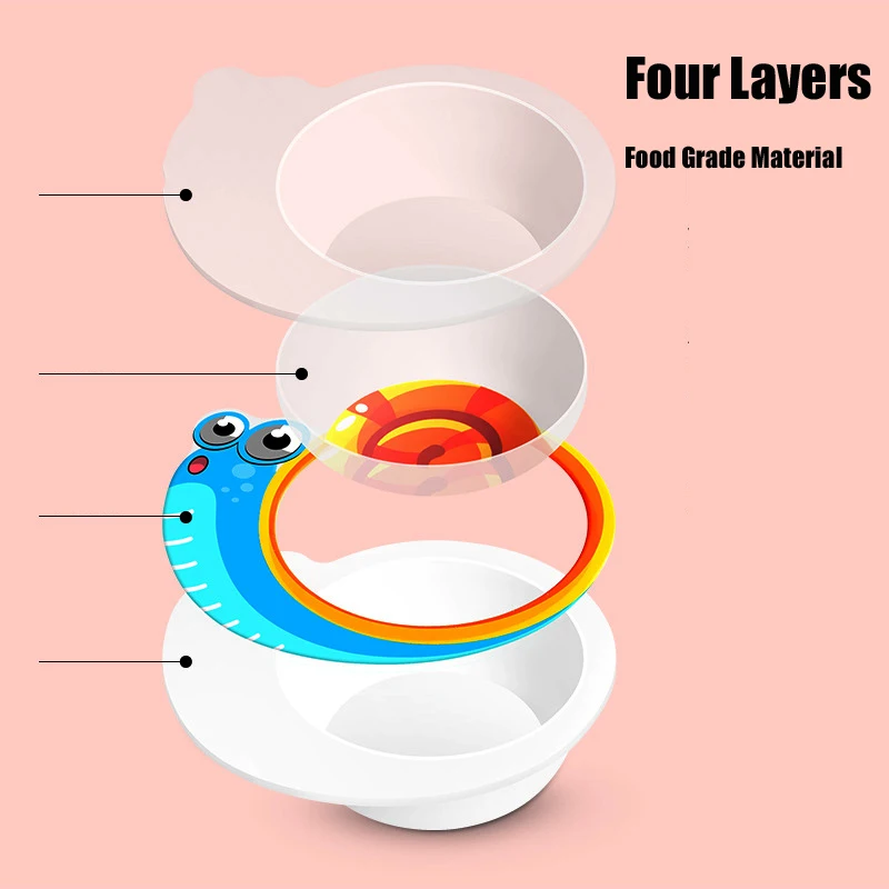 Bamboo Fiber Food Plates For Children Fall-proof Baby Feeding Bowl Cartoon Kids Tableware Toddler Complementary Soup Bowls