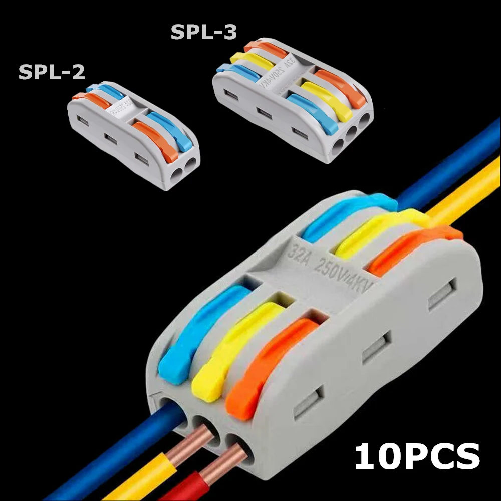10/20pcs Line Electrical Connectors Wire Block Clamp Terminal Cable New Mini Terminal Block Cable Splitter Spl-2 Spl-3 Spl-4/5