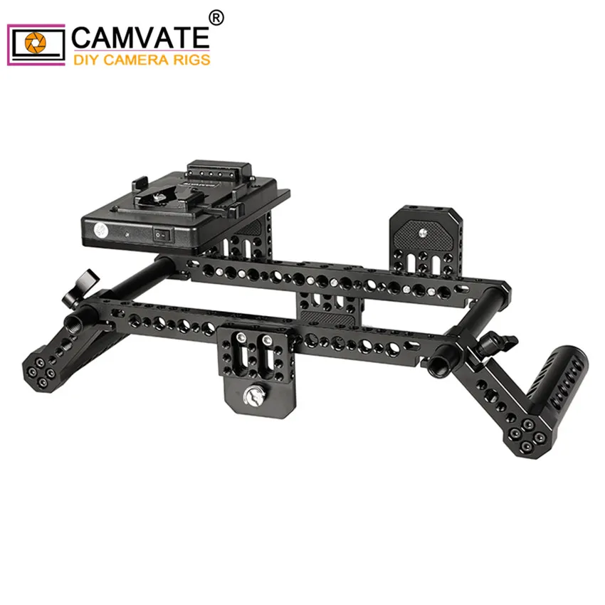 CAMVATE Adjustable Director\'s Monitor Cage Rig With Dual Cheese Handle Grip & V lock Quick Release Mounting Plate For 7\