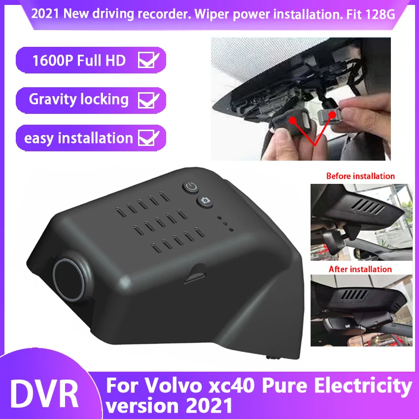 

New hd 2K 1600p Easy to install DVR Wifi Video Recorder Dash Cam Camera For Volvo xc40 Pure Electricity version 2021