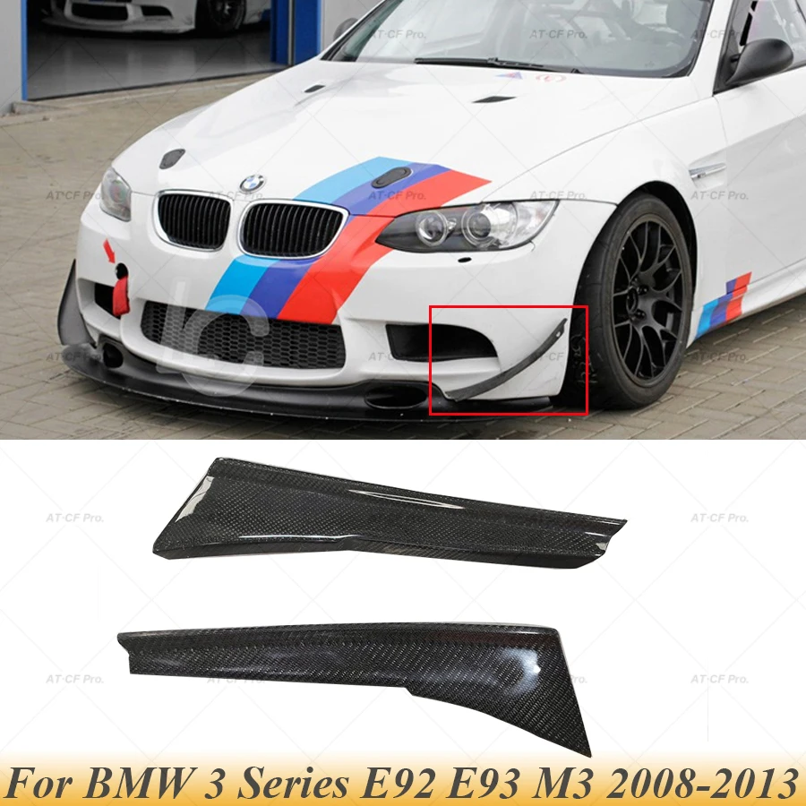 

E92 Carbon Fiber Front Bumper Side Trim Canards Fins Shark Sticker G Style Car Accessories For BMW 3 Series E92 E93 M3 2008-2013