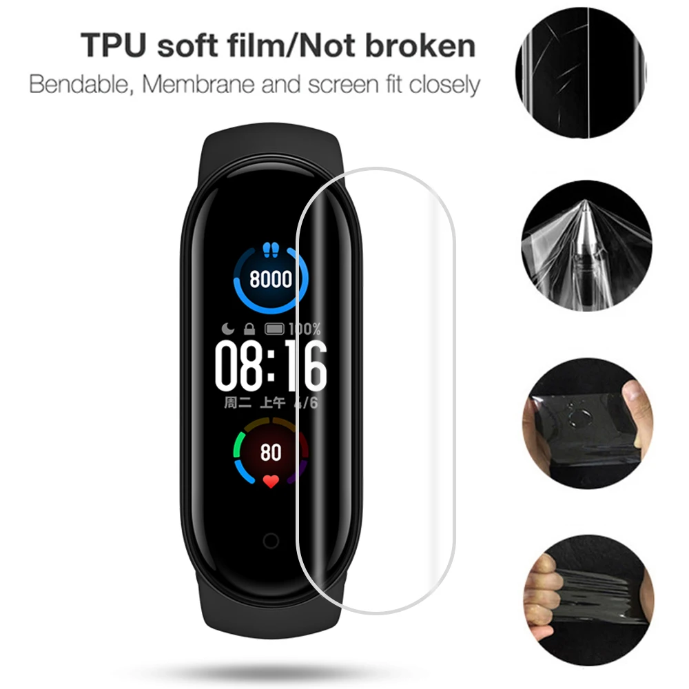 1/3/5pcs Screen Protector For Xiaomi Mi Band 7 6 5 4 3 TPU Hydrogel Protective Soft Film Covering Full Screen Protector