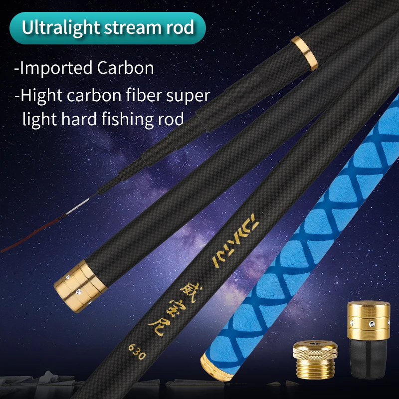 Pure Carbon Fiber Fishing Rod Telescopic Super light Hard Pole Stream Freshwater Fishing Pole 3.6/4.5/5.4/6.3/7.2/8/9/10Meter