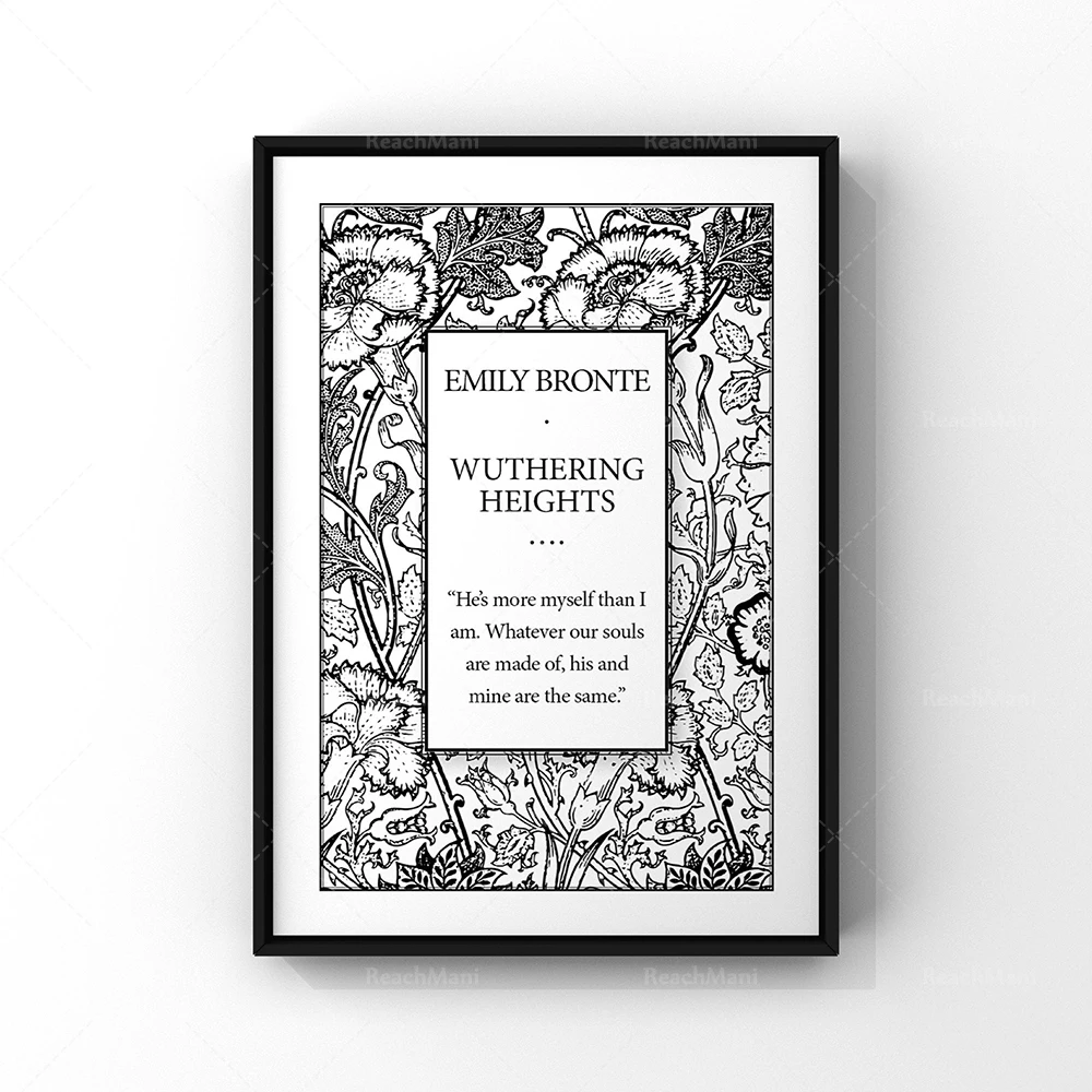 Arte de la cubierta del libro de Wuthering Heights, impresión de la página del título del libro de Emily Bronte, cartel de decoración de pared de literatura clásica
