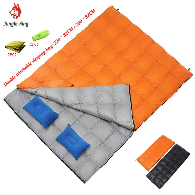 Jungle King Double Ultralight Outdoor Camping Double Down Sleeping Bags Widened Envelope Four Seasons Goose Down Sleeping Bags