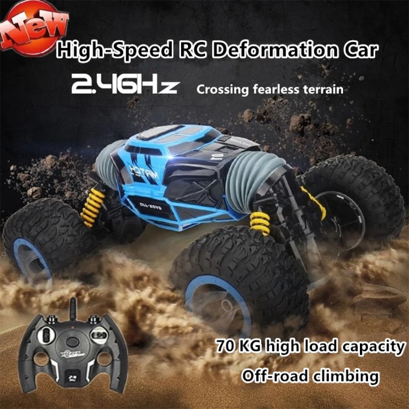 High Speed ​​Off-Road RC Stunt Car 1:10 49cm Large Scale 2.4G 4WD   Double Side Deformation Elctric RC Off-Road Climbing Vehicle