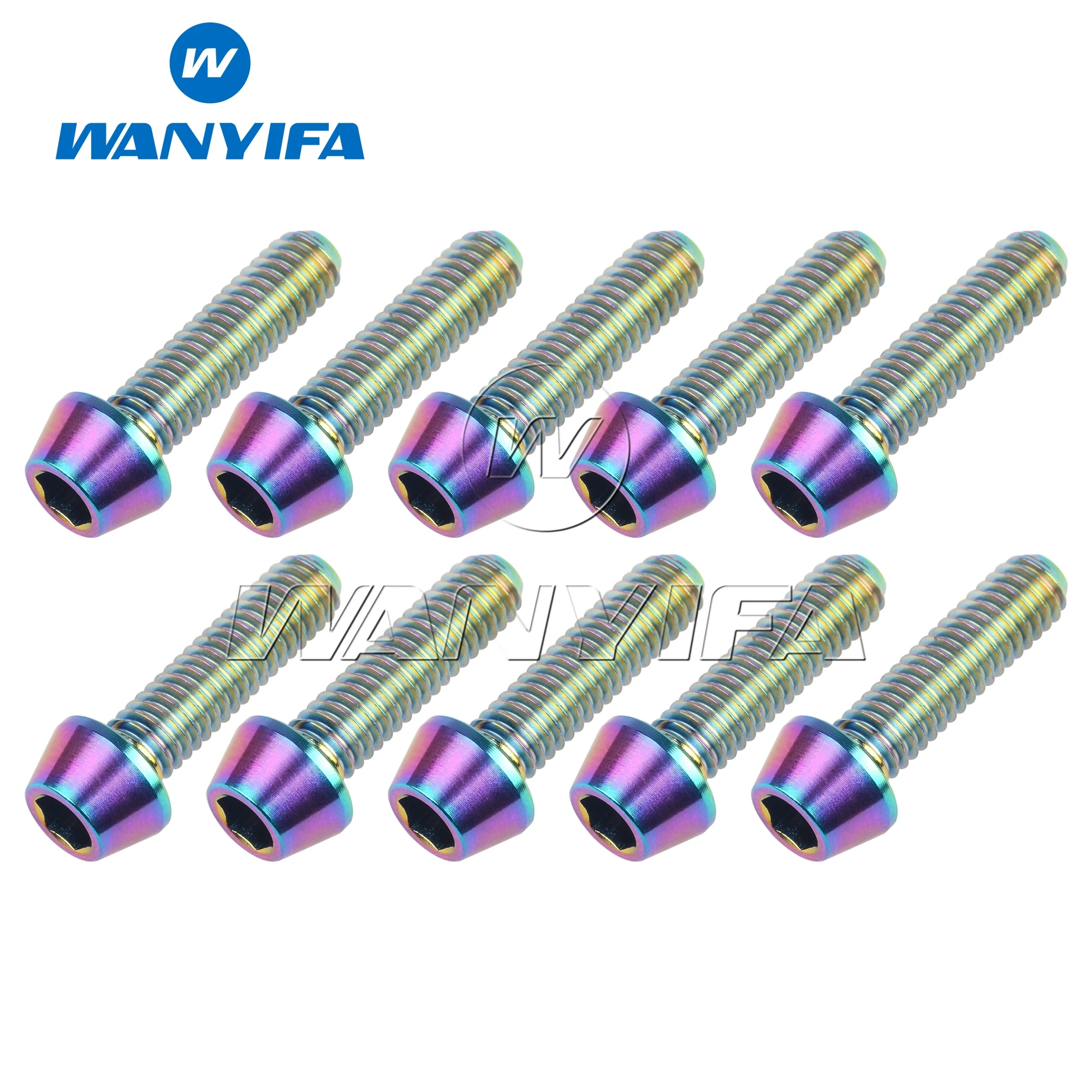 Wanyifa 4/10pcs Titanium Ti Bolts M4x8/10/12/15/20mm Tapered Head Hex Bicycle Bike Screw