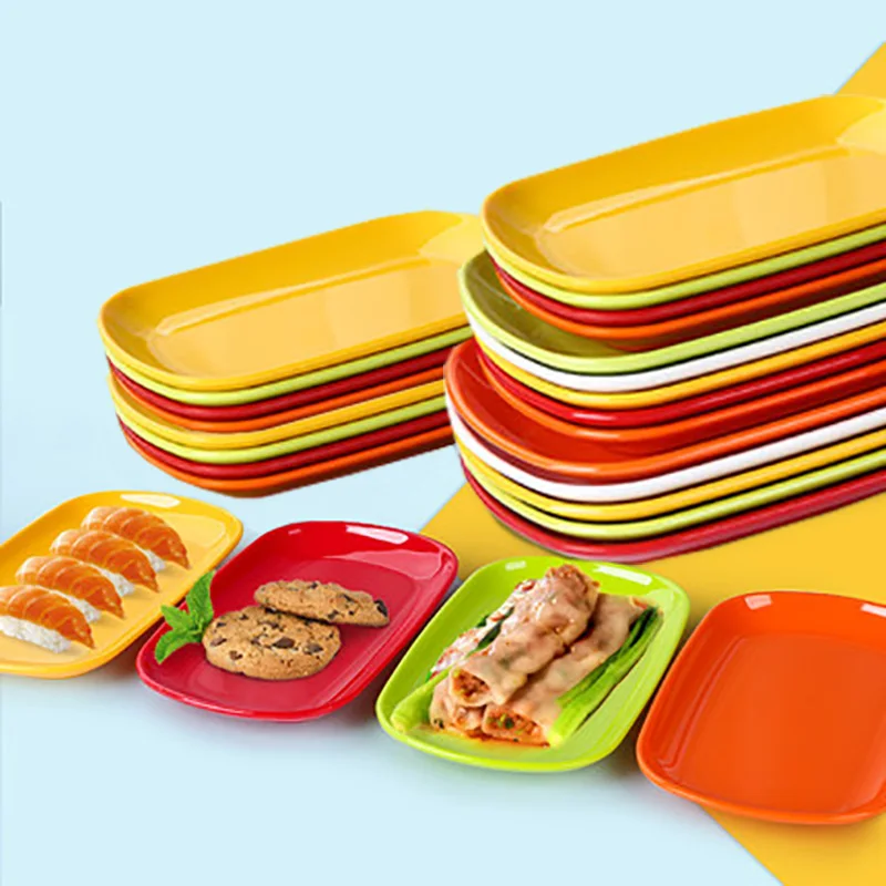 Colorful Oval Plate for Fast Food, Rectangular, Imitation Porcelain, Egg-shaped, Korean Tableware, Barbecue, Snacks