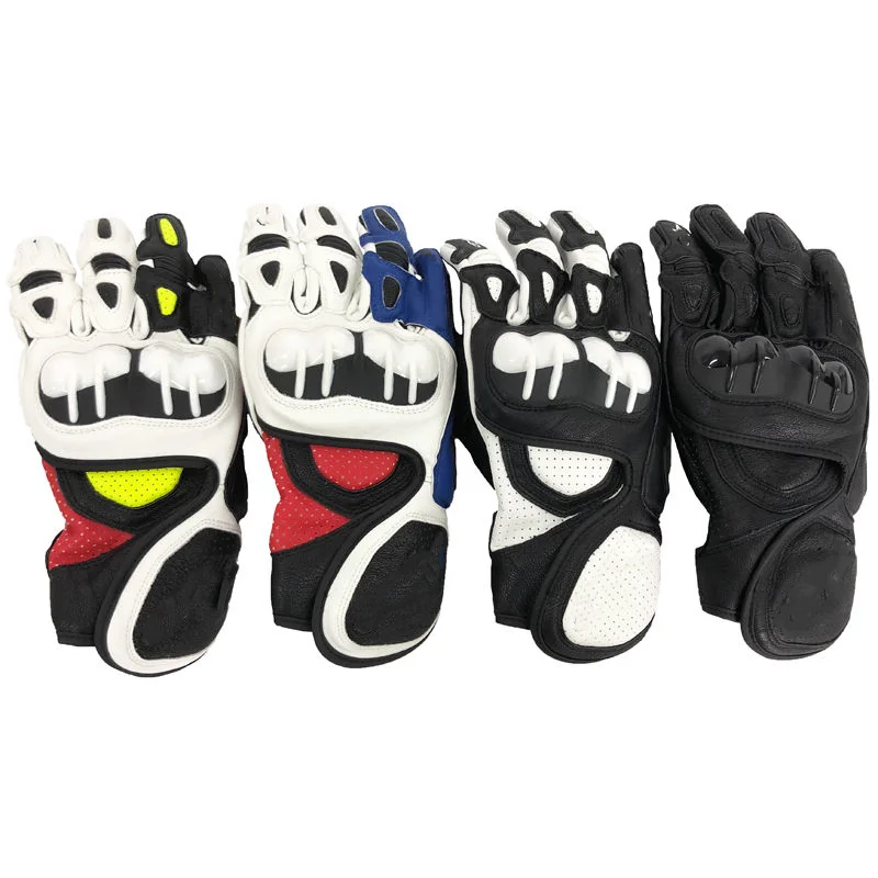 Leather Motorcycle Gloves Full Finger Carbon Fiber Anti-fall Screentouch Cycling Tactical Motocross Guantes Moto